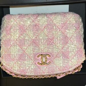 SOLD** Chanel Pink and Cream Tweed Mini Bag